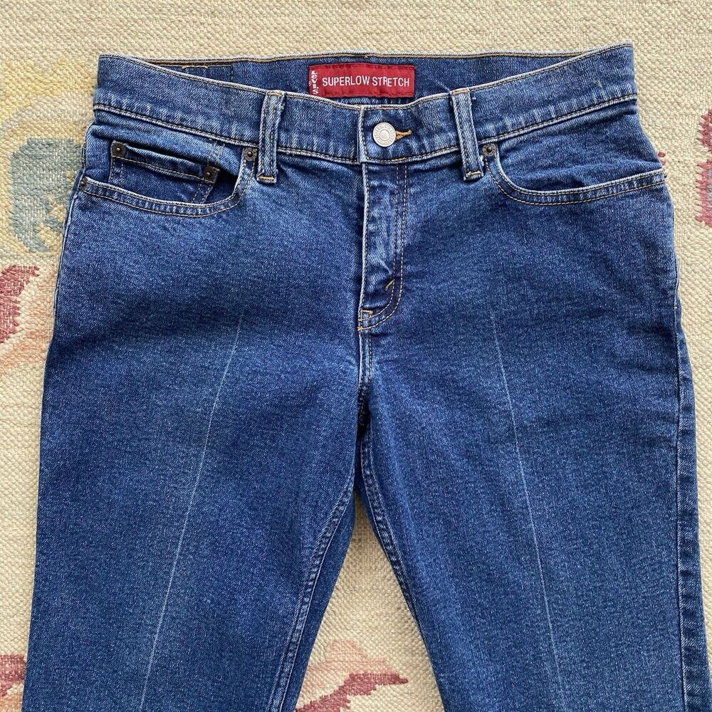 Y2K Levi’s Superlow Stretch Jeans 29x32 Vintage Size 5 Low Rise 2002 Blue